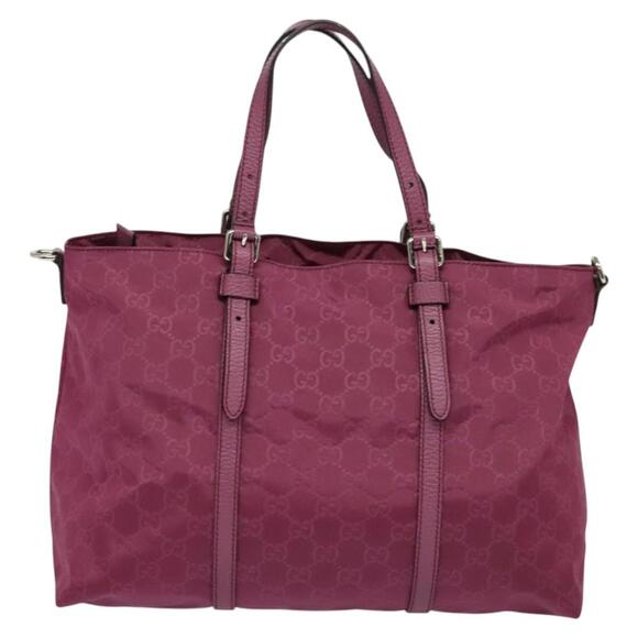 GUCCI GG Canvas Guccissima Hand Bag Nylon Pink Silver - Picture 3 of 16